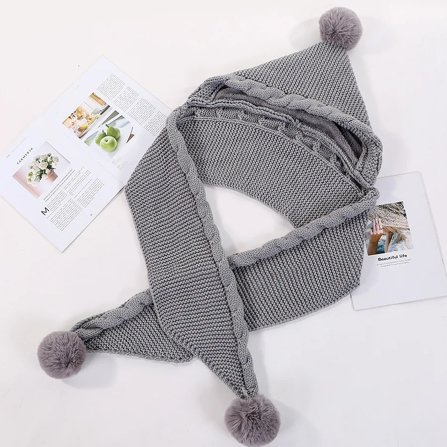 winter New pattern Connected Neck Furry Warm Cap Korean Edition fashion Wild Joker Facial protection knitted hat for women
