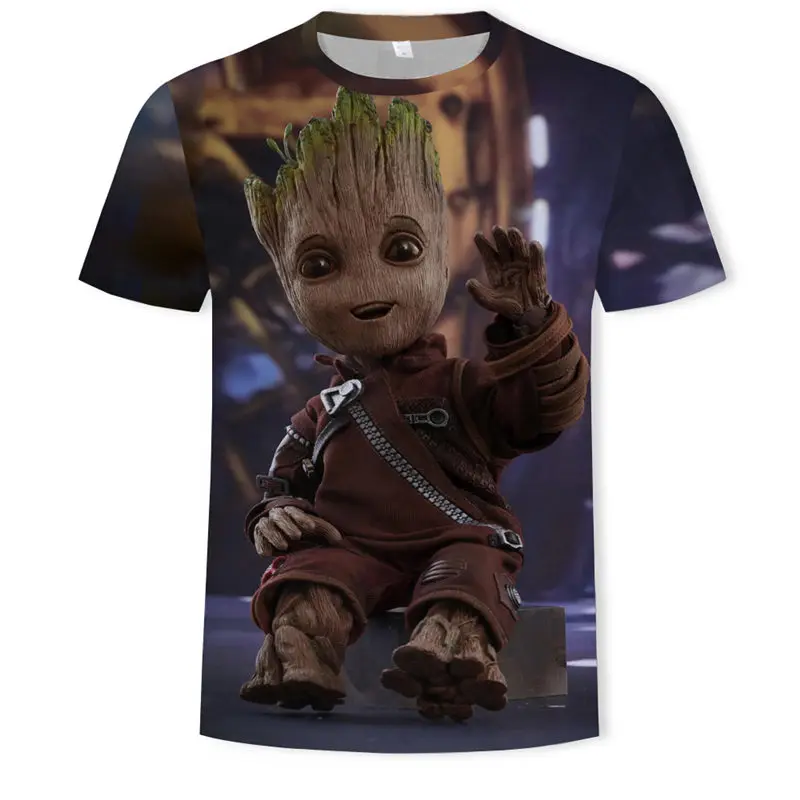 

Superhero Movie guardian of the galaxy T-shirt Summer hot-sale New Print couples 3D groot baby flowerpot groot tshirt Tops & Tee
