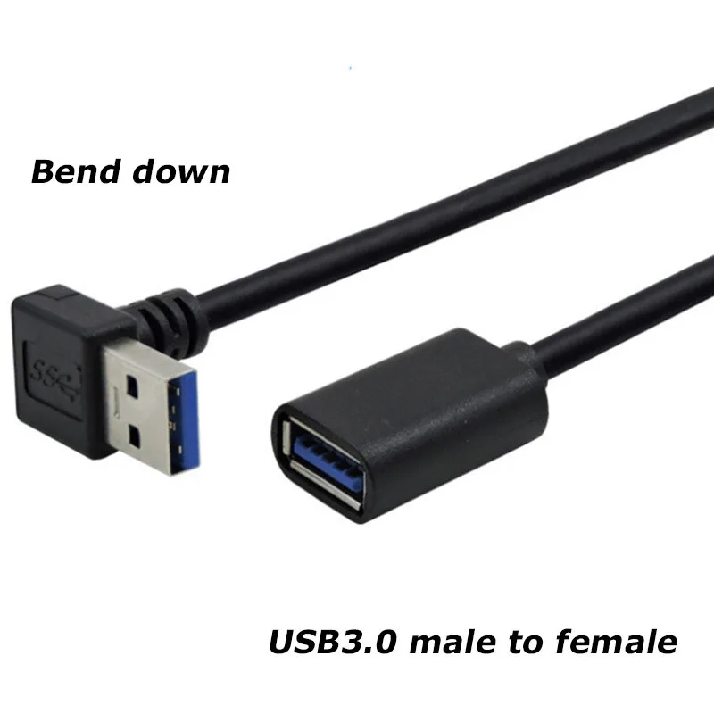 1PCS 0.3M 90 Degree USB 3.0/2.0 Male to Female Adapter Cable Angle Extension Extender 5Gbps Fast Transmission Left/Right/Up/Down