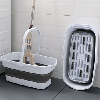 

Mop Bucket Foldable Mop Cleaning Bucket Portable Plastic Water Storage Bucket Household Rectangular Collapsible Floor Mop