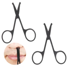 Stainless Steel Mini Portable Curved Mustache Nose Ear Hair Remover Scissor Trimmer Safety Tips