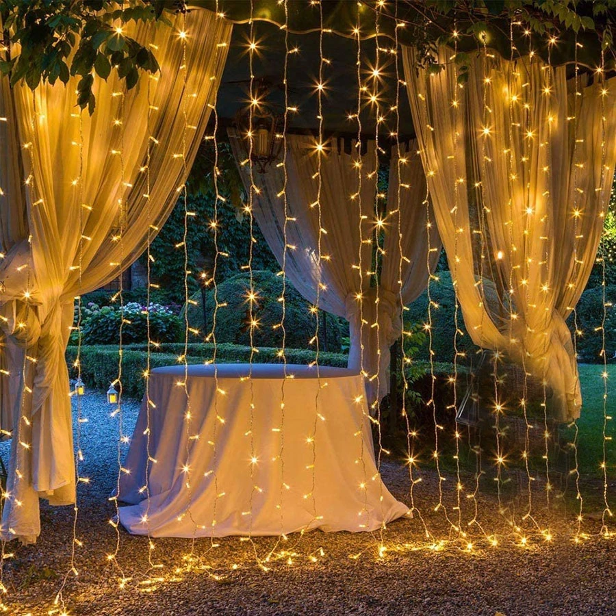 Cortina de luz de para de fiestas al aire libre, luces de carámbano de cortina de ventana de 8 modos, enchufable, 3x1M, 3x3M, 6x3M| Luces festivas| - AliExpress