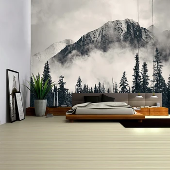 

Mountains Psychedelic Tapestry Starry Sky Wall Hanging Star Stars Leaf Village Dorm Decor Blanket 130Cm Woven Personalized