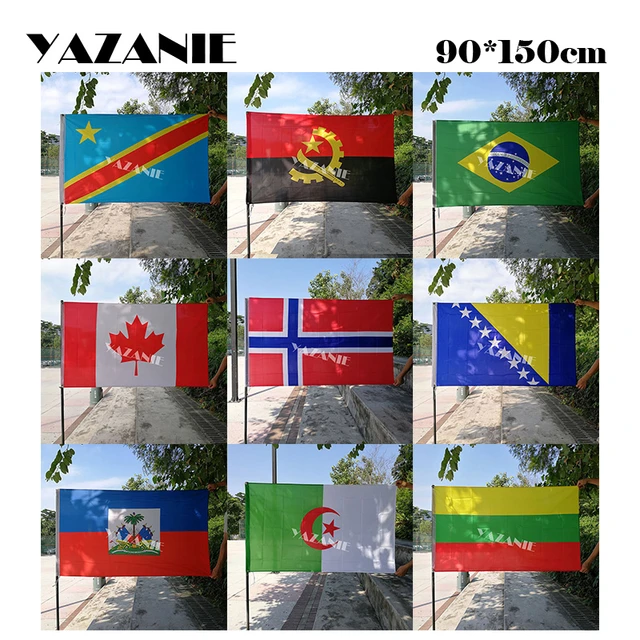 YAZANIE 90x150cm Kongo Angola Brasilien Kanada Norwegen Bosnien und  Herzegowina Haiti Algerien Litauen Polyester Gedruckt Flagge - AliExpress