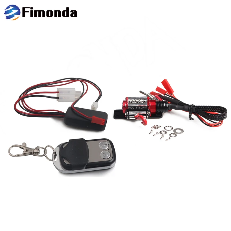 Winch and Control Автоматическая лебедка красный и беспроводной пульт дистанционного управления приемник для 1/10 RC Гусеничный автомобиль осевой SCX10 Traxxas TRX4 D90 KM2 TF2 Tamiya - Цвет: Winch and Control