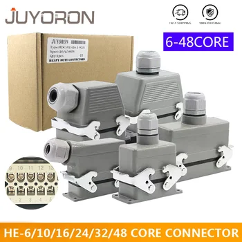 

Rectangular Heavy Duty Connectors HDC HE 4 6 8 10 16 20 24 32 48 Core Pin 16A Waterproof Aviation Plug Top Side Line Connector