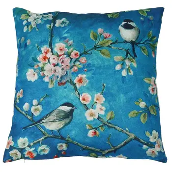 

Hand painted oil painting cherry blossom branch bird pillow car sofa cushions pillowcase # 1