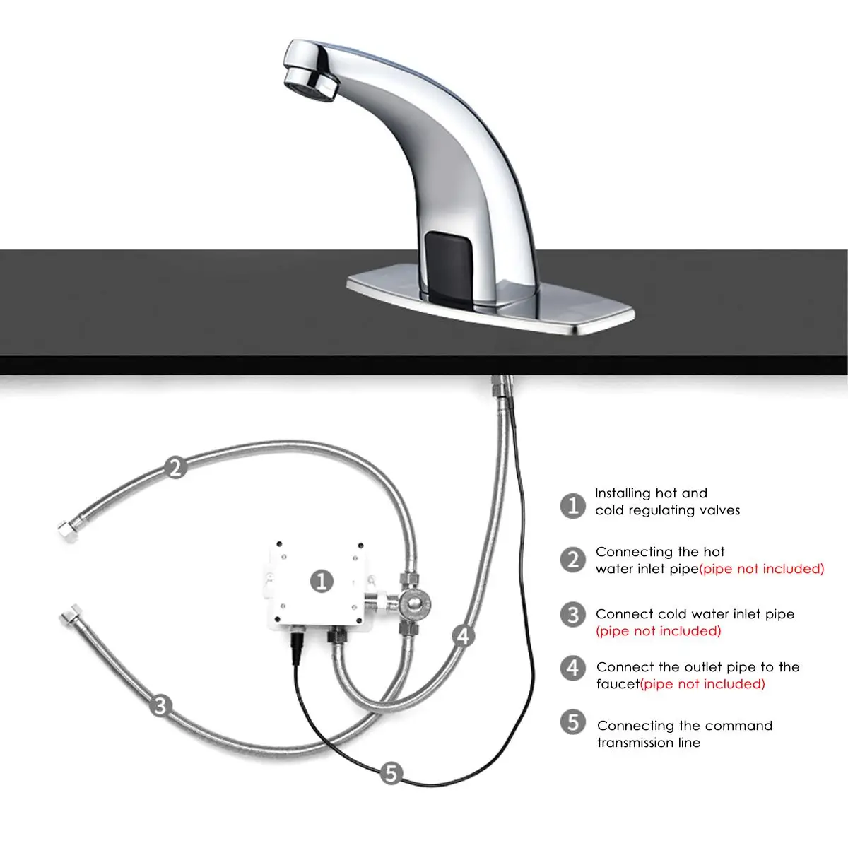Bathroom Automatic Touch Free Infrared Sensor Faucets Touchless Water Saving Inductive Electric Water Tap Mixer