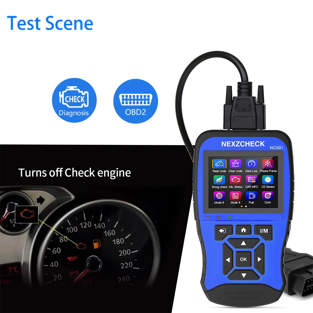 NC501 автомобильный диагностический OBD2 сканер инструмент чтения/стирания код ошибки при парковке Многофункциональный OBDII комплект рабочих инструментов для ремонта автомобиля