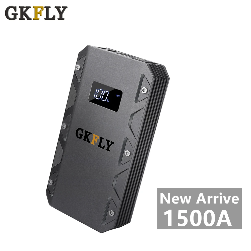 GKFLY High Capacity Mini Jump Starter 12V 1500A Starting Cables Device Multi-function Portable Powe