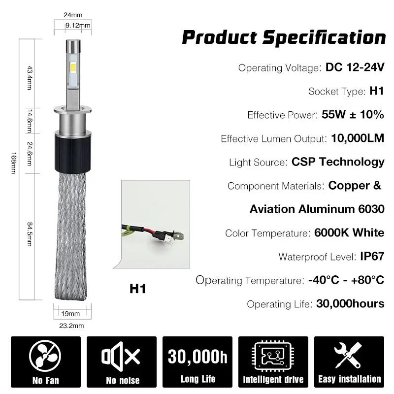 Car LED Headlight Bulb 100W 10000LM H1 H8 H9 H11 H4 9003 HB2 Hi/Lo Beam 12V 24V Auto Headlamp led car lights led lights led bulbs led headlights led car headlights car headlamps