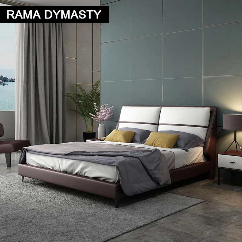 High Quality Genuine leather bed frame Soft Beds King/Queen size for bedroom bed