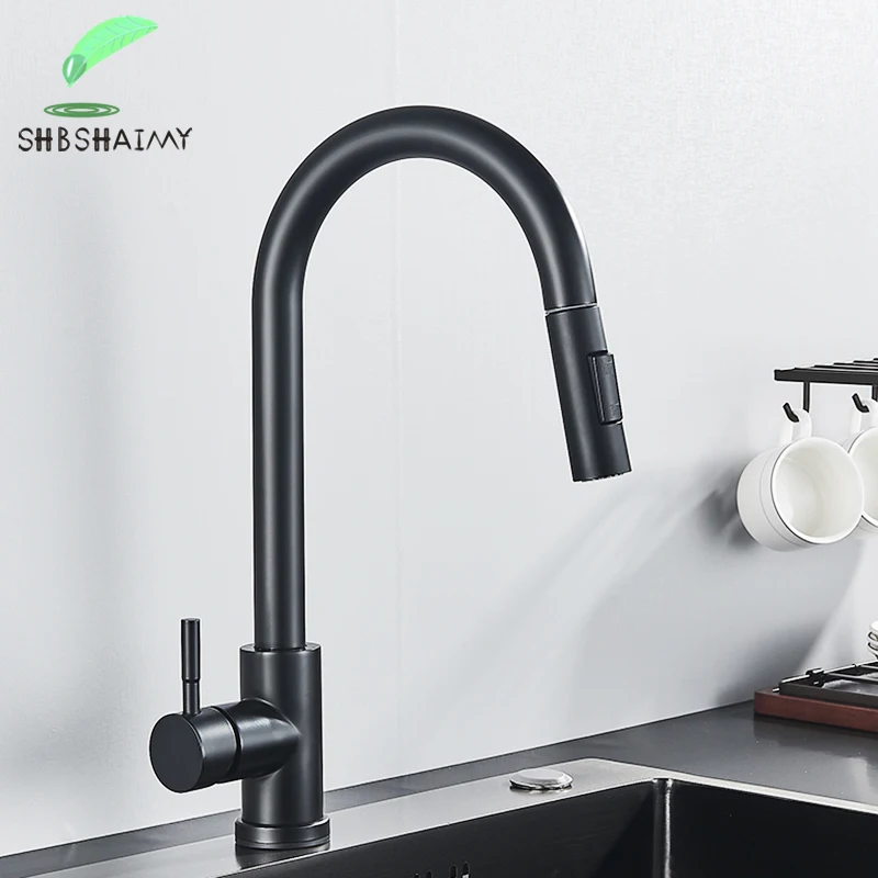 Pure Black Kitchen Sink Faucet Single Ceramic Handle Hole Swivel Spout Mixer Tap 