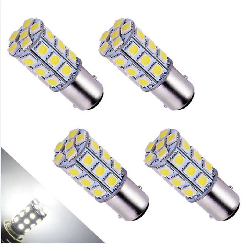 

4PCs 5050 1156 BA15S 27SMD White LED Bulb Lamp P21w R5W R10W 1157 Led Bulbs Turn Signal Reverse Lights Car Light Tail Parking