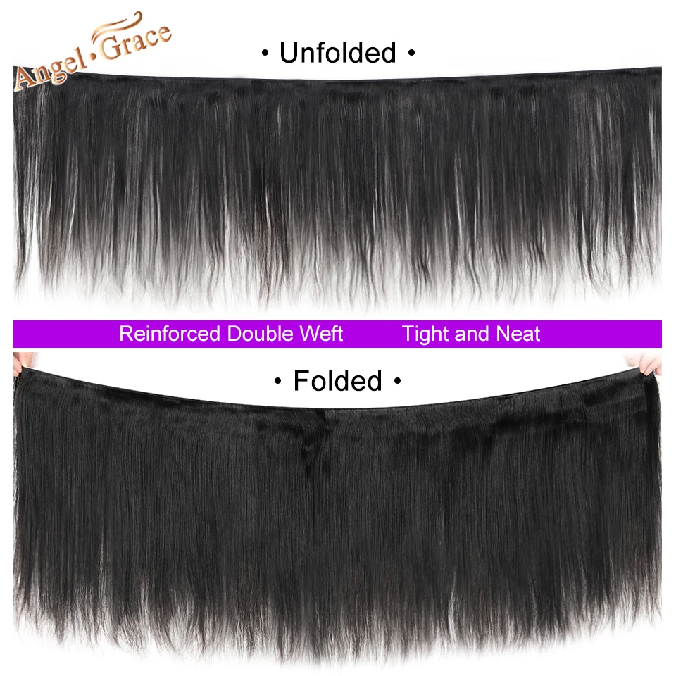 Peruvian Straight Human Hair Bundles 4 Pcs/Lot Angel Grace Hair Extensions 10-28 Inch Natural Color Remy Weave Bundles 100g
