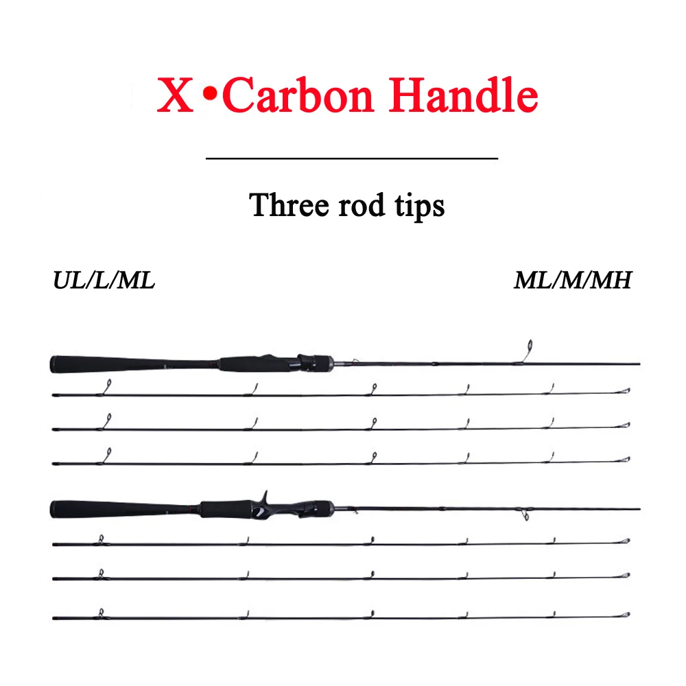 Hot Sale Casting&spinning Fishing Rod 3 Tips L Ml Ul M Mh Ml Carbon
