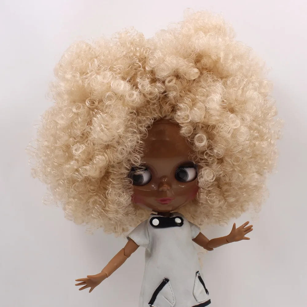 Neo Blythe Doll with Blonde Hair, Black Skin, Shiny Cute Face & Custom Jointed Body 6
