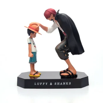 

One Piece Luffy Shanks Touch Head Scene Collection Action Figure PVC Hot Toys Doll Model New Year Gift for Children