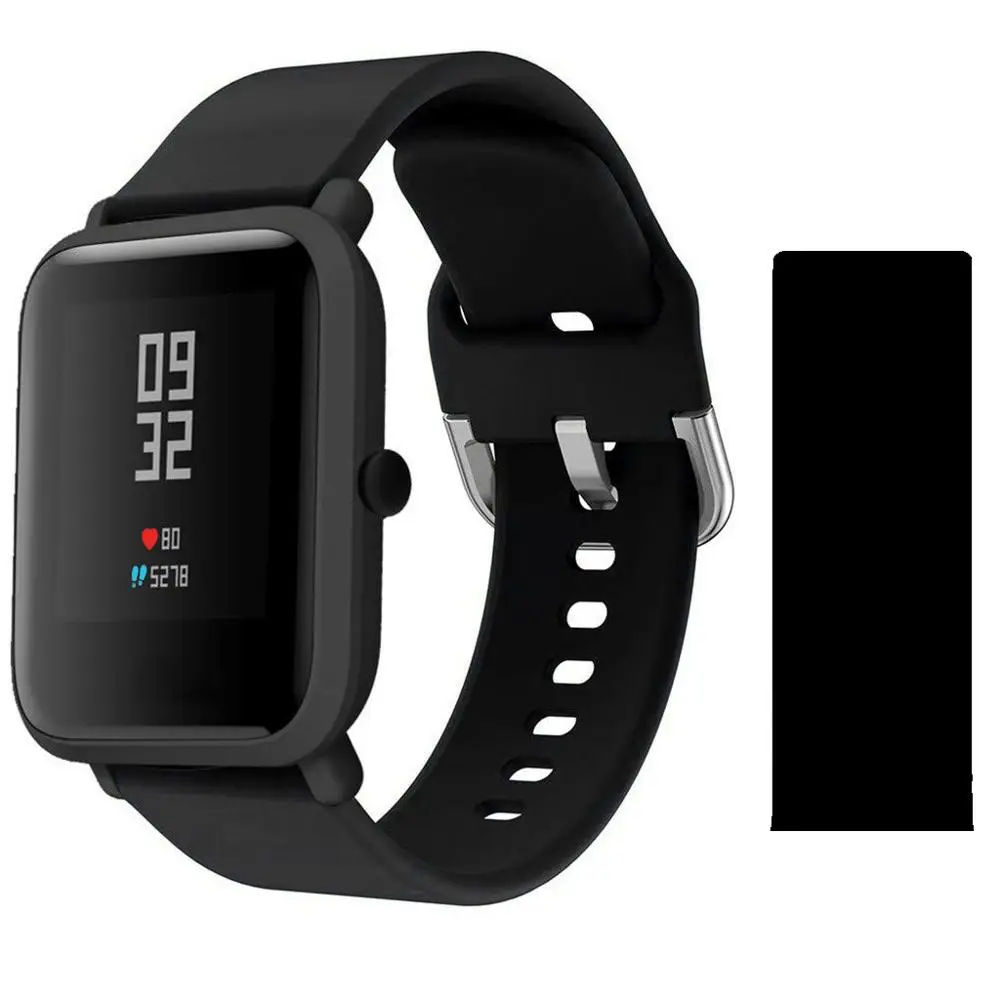 black Силиконовый ремешок для часов amazfit ремешок Bip Band 20 мм ремешок galaxy Watch active/Garmin vivoactive 3 - Цвет ремешка: black