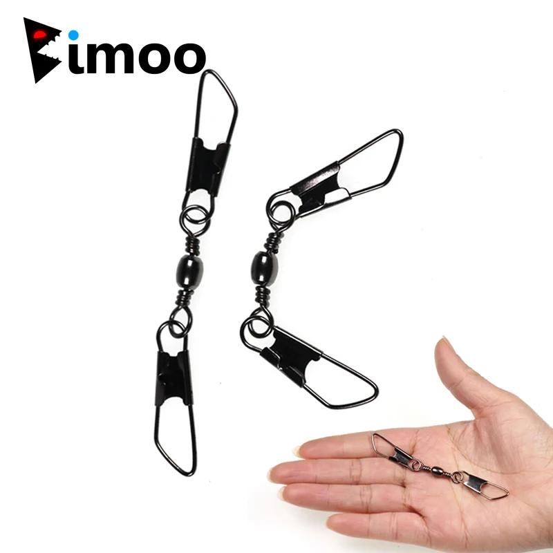 Bimoo 40/100pcs Copper Fishing Barrel Swivels With Double Safety Snaps Quick Change Pin Line Lure Hook Connector Link | Спорт и