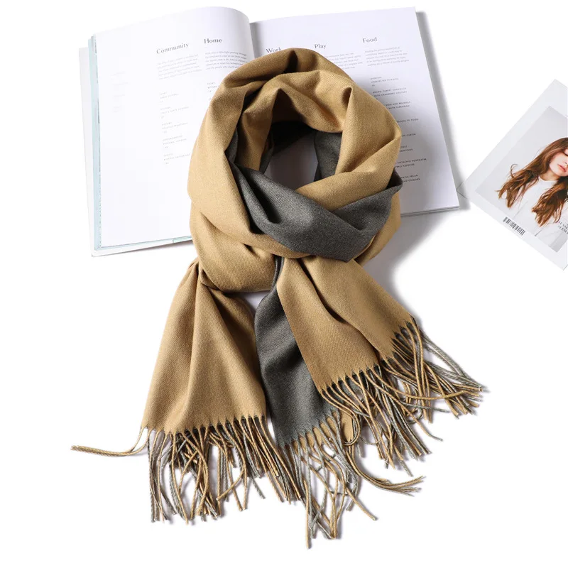 Зимний шарф женский кашемировый шарф осенние длинные женские шали и шарфы одеяло с кисточками обёрточная мягкая теплая палантин