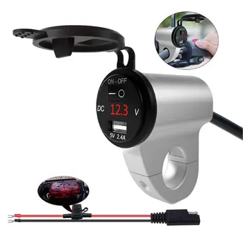 

2020 New Metal Motorcycle 12V SAE To USB Charger with Voltmeter Switch for CellPhone GPS
