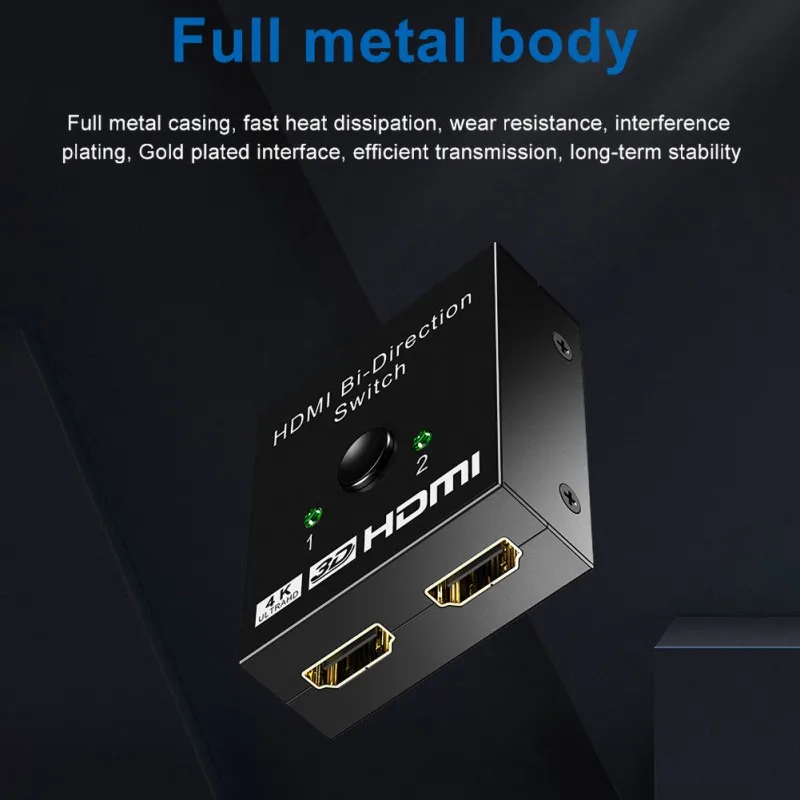 Двухнаправленный HDMI 2,0 кабель переключатель сплиттер концентратор Plug And Play