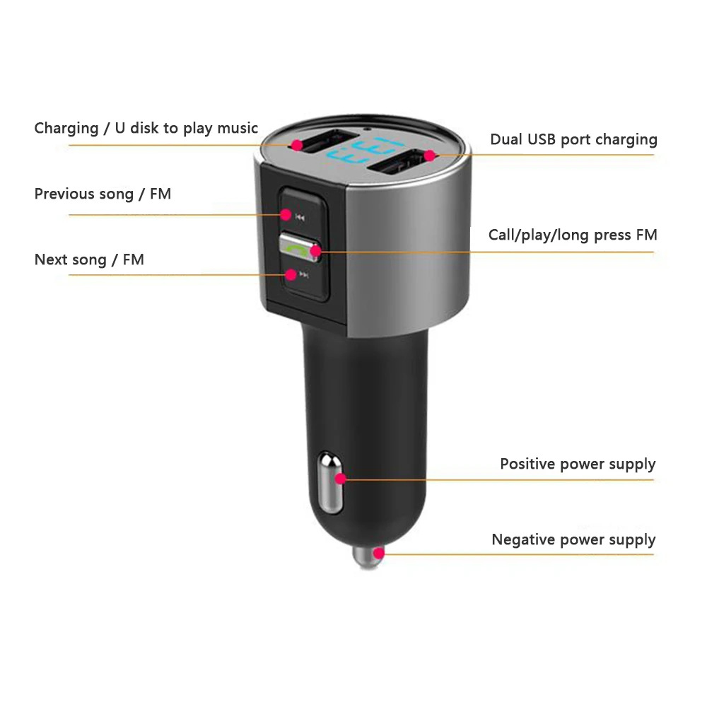 3.4A автомобильное USB зарядное устройство fm-передатчик Bluetooth громкой связи USB Зажигалка Разъем U диск воспроизведения музыки двойной USB MP3 зарядное устройство