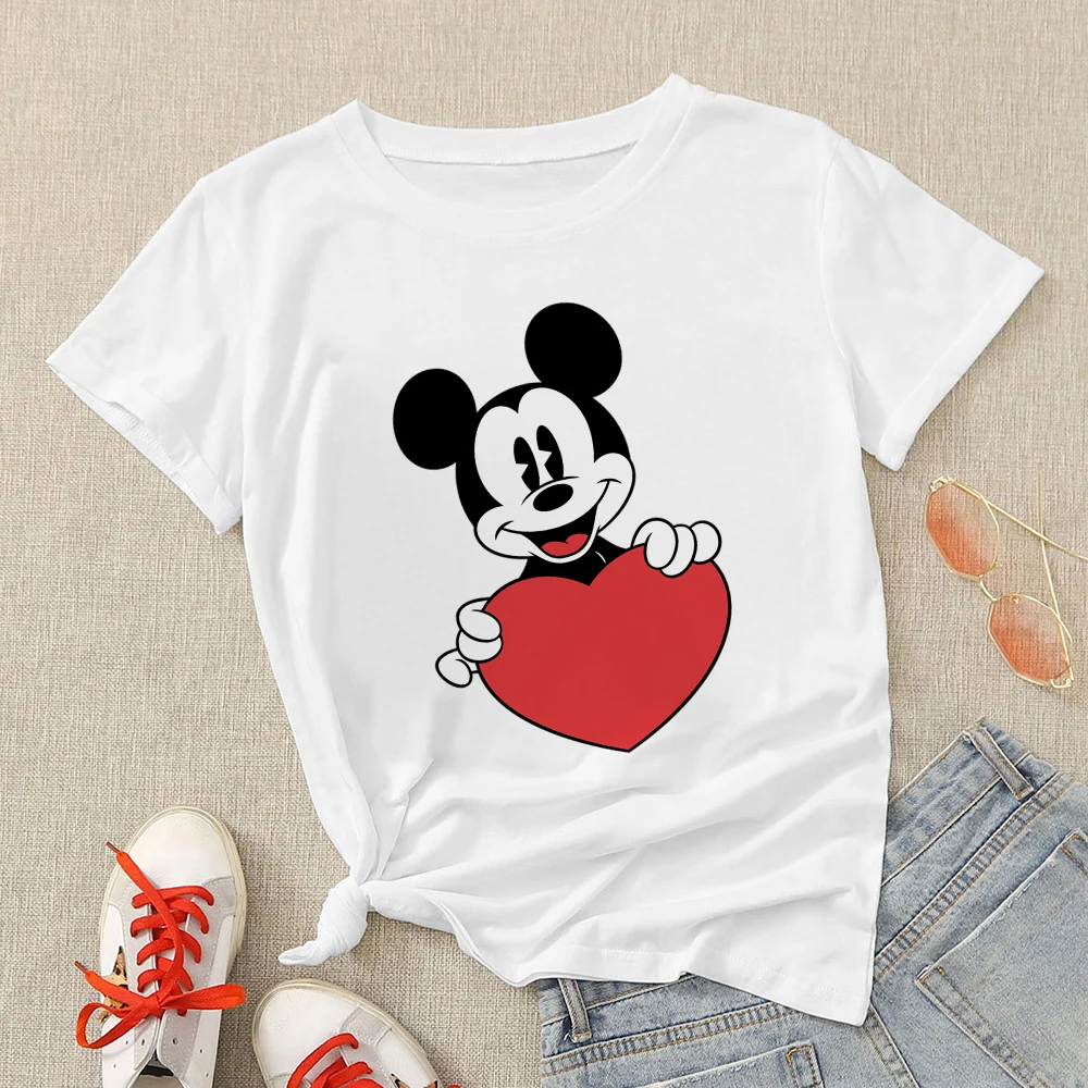 Plus Size 3XL Women T Shirts Fashion Minnie Mouse Print Short Sleeve Summer T-Shirt Female Tops Woman Casual Tshirt long sleeve t shirts Tees