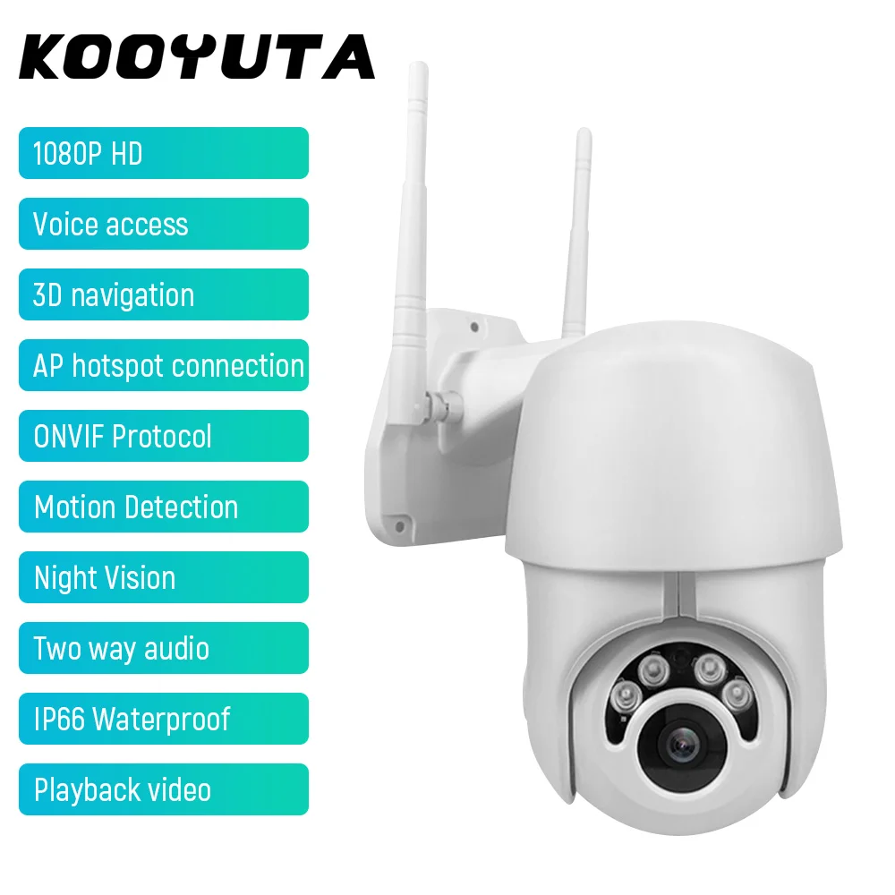 1080P HD Wifi камера PTZ 355 ° Вращение ночного видения двусторонний голосовой доступ