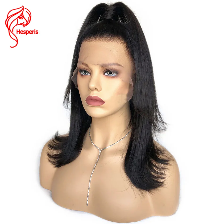 Hesperis, 150 плотность, полный шнурок, человеческие волосы, парики, предварительно выщипанные, бразильские волосы remy, прямые, стриженые, кружевные парики для женщин