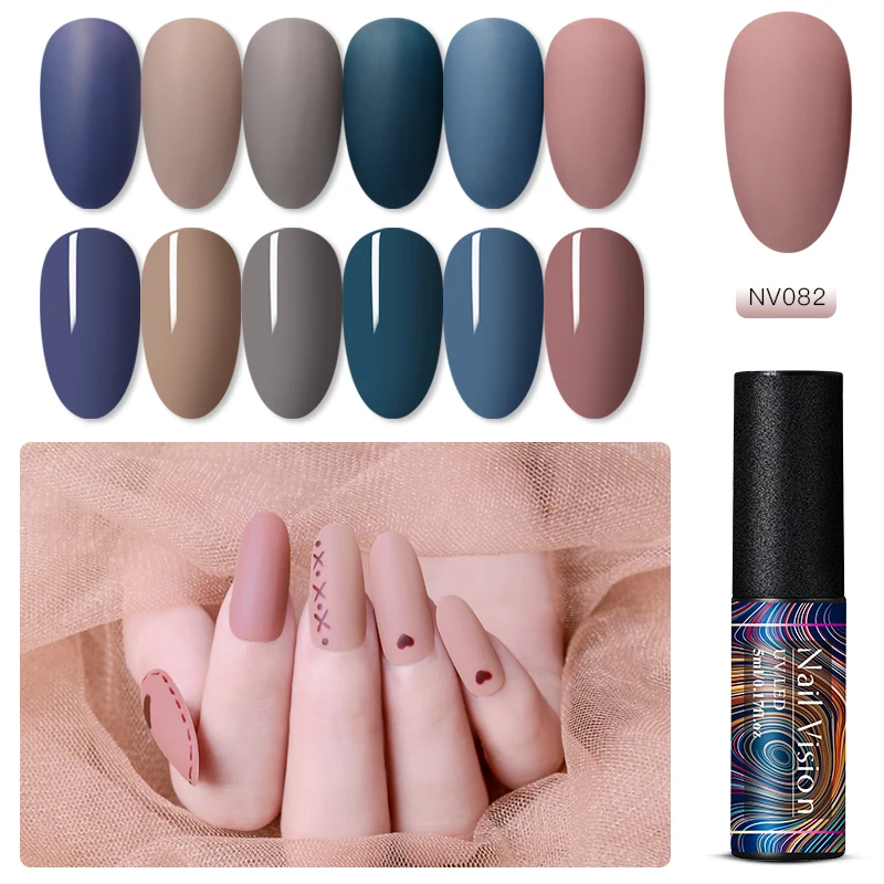 

Nail Vision Matte Nail Gel Polish 5ml Gray Blue Colors Soak Off UV Semi Permanent Matte Top Coat Gel Lacquer Nail Art Gel