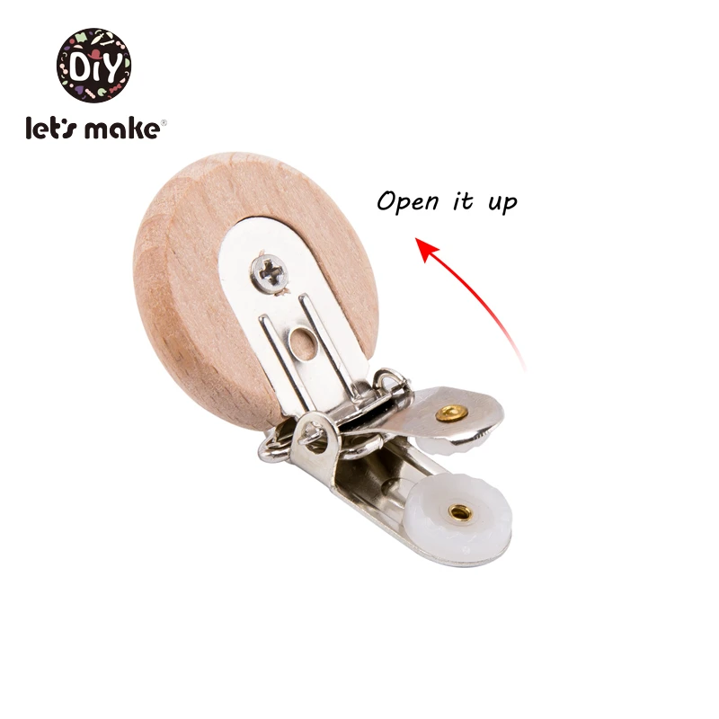 Let's Make Pacifier Clip Cartoon Engrave Wooden Soother Clip 3pcs Nursing Accessories Diy Dummy Clip Chains Wooden Baby Teether