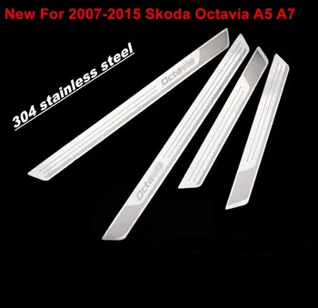

Excellent New For 2007-2017 Skoda Octavia A5 A7 accessories Stainless steel Door sill plate car styling
