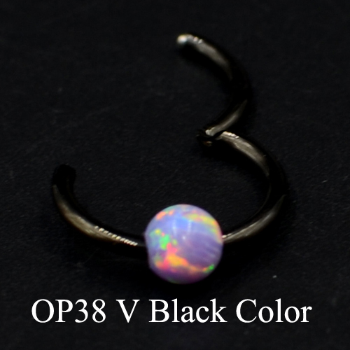 1Piece G23 18g&16gTitanium Opal Segment Hinged Ring Septum Nose Clicker Piercing Nose Lip Earrings Helix Nose Piercing