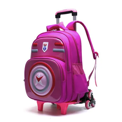 6 wheels Детский 3D рюкзак для мальчиков 5-10 лет, школьная сумка на колесиках, школьный рюкзак, чемодан на колесиках для детей - Цвет: 6 wheels