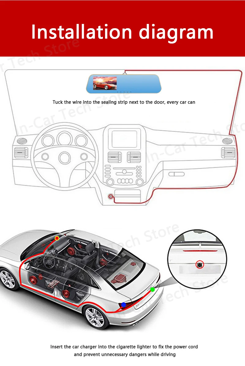 4.3- Inch Dash CAM Dual - Lens 1080P Rearview Mirror Dash CAM 15