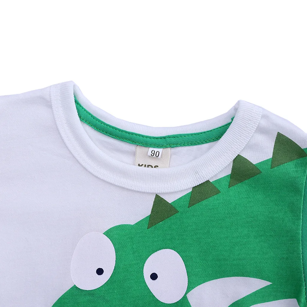 Детская Лоскутная рубашка с динозавром из мультфильма для маленьких мальчиков; топы; одежда; футболки для мальчиков и девочек; детские топы с принтом из мультфильма