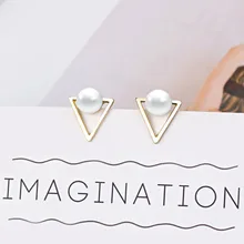 

New Fashion Jewelry Pearl Triangle Dazzling Stud Earring For Women Gift Girls Brincos Statement