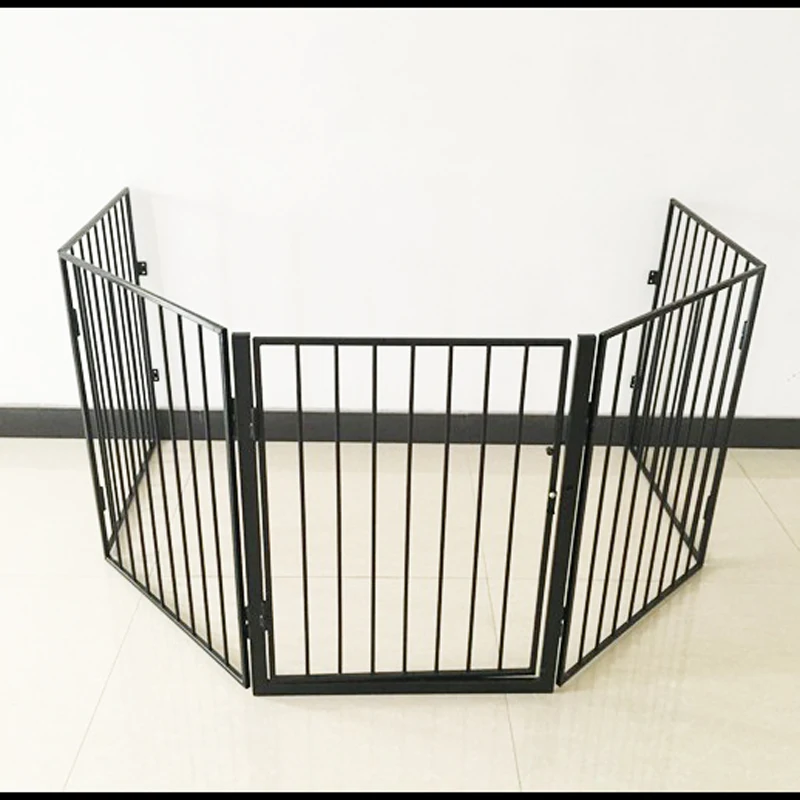 80” Metal Fireplace Fence Guard 3-Panel Baby Safety Gate, Auto Close Baby  Fen