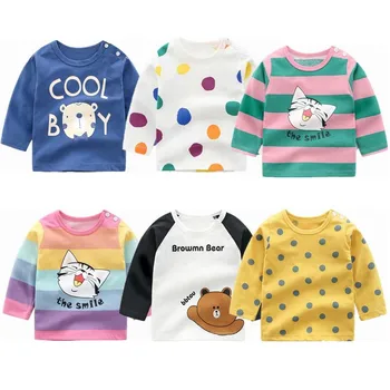 

2020 Spring Autumn Kids Boys T Shirt Cute Cartoon Print Long Sleeve Baby Girls T-shirts O-neck Cotton Children T-shirt Clothes