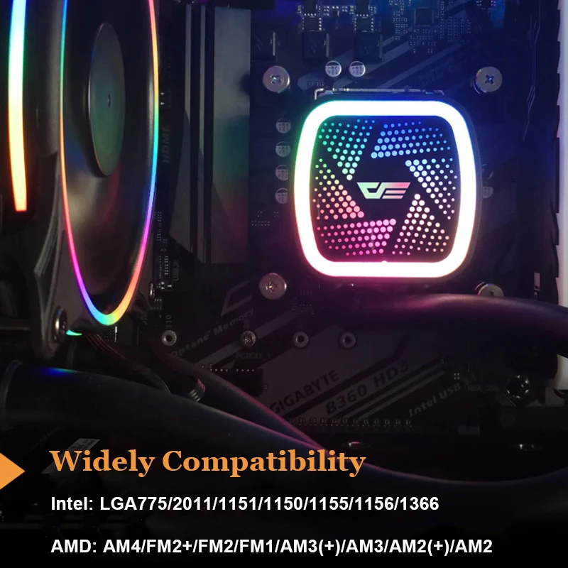 Baratos Aigo CPU enfriador de agua de refrigeración de computadora 120mm Fan CPU enfriador de agua del radiador libre térmica grasa, CPU de refrigeración para LGA 2011 1151 AM4