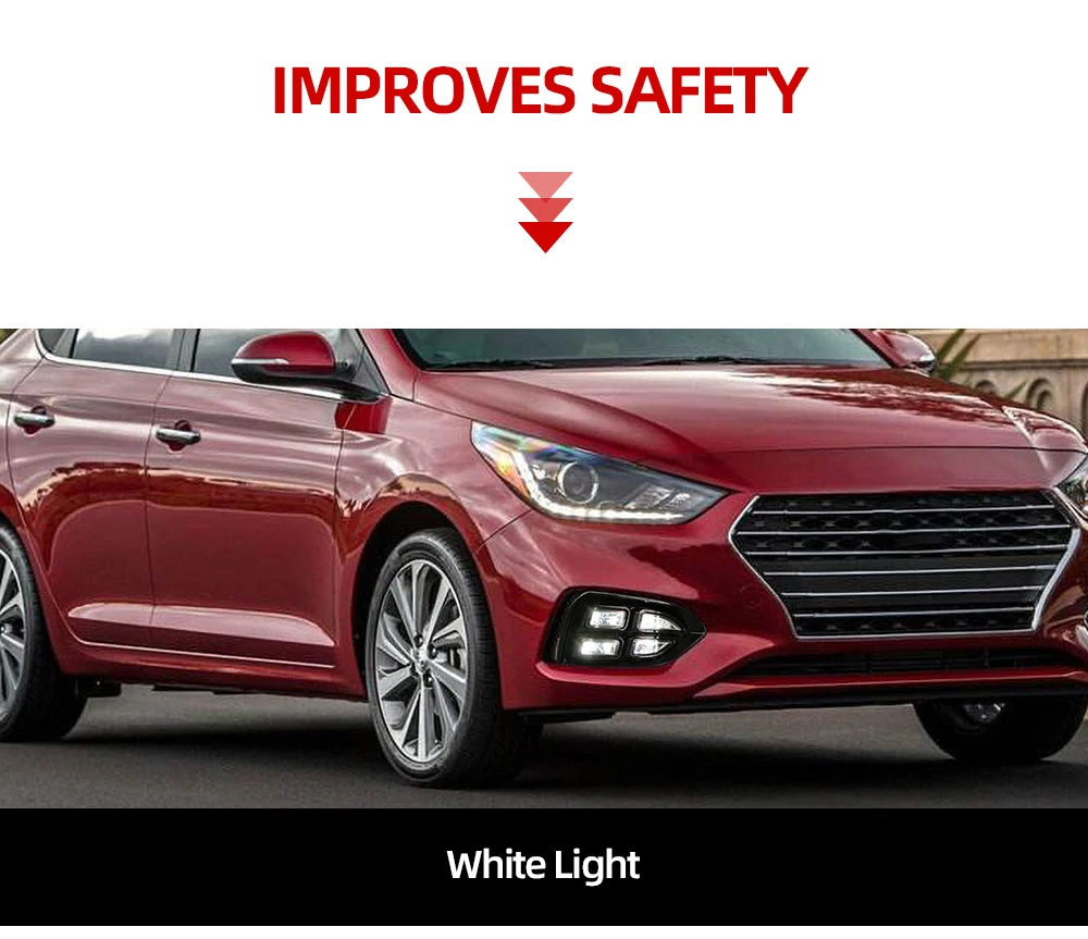 Автомобильные мигающие 2 шт. для hyundai Solaris Accent 12 В, автомобильные DRL лампы, водонепроницаемый Светодиодный дневной ходовой светильник, противотуманная фара