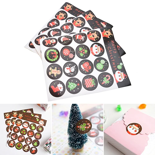 

6sheets/96PCS Kitchen Sweets Party Seal Sticker Kraft Sticker Cookie/Cake/Gift Labels Stickers Scrapbooking Merry Christmas Gift