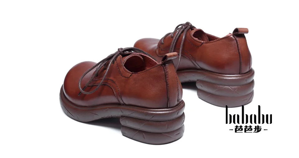 Г. Новая Осенняя водонепроницаемая кожаная женская обувь в стиле ретро на толстой платформе с кружевом на толстой подошве с глубоким носком