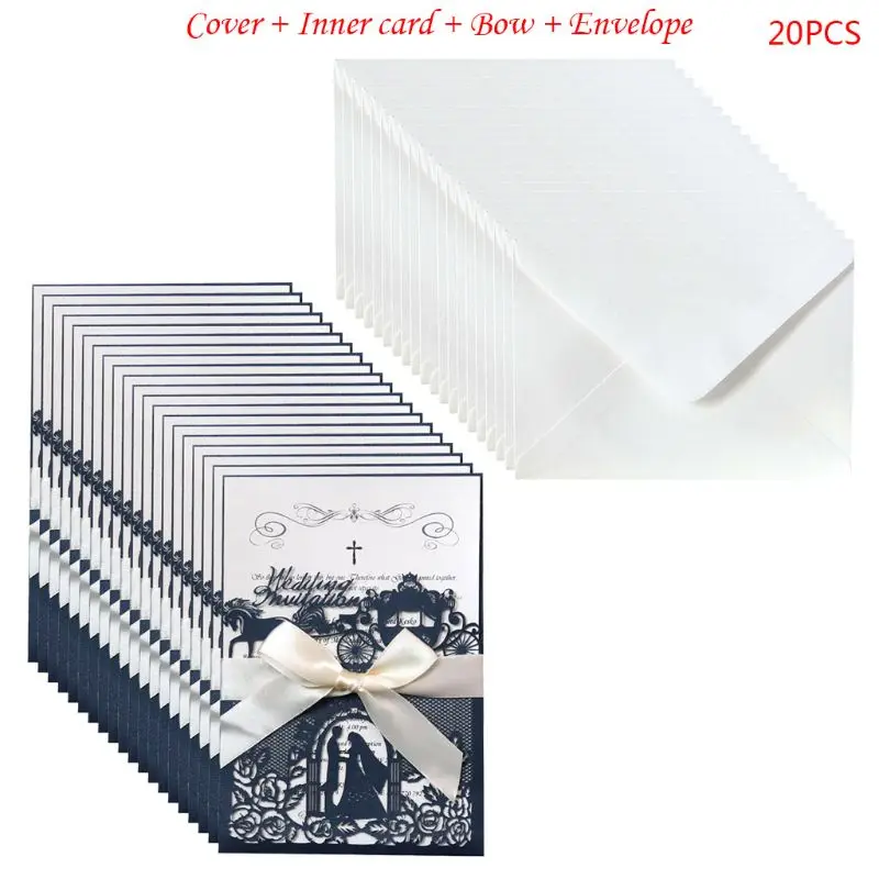  2020 New20 Pcs European Style Wedding Invitation Cards with Envelopes Kits Party Supply - 4000574735807