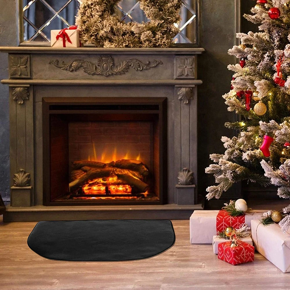 Fire Pit Mat Fireproof Blanket Half Round Hearth Fireplace Area Rug