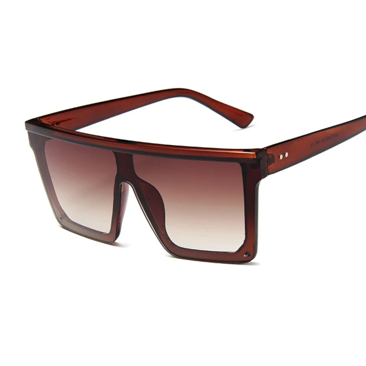 Негабаритных квадратных солнцезащитных очков женские роскошные брендовые модные плоские большие розовые черные прозрачные линзы цельные женские солнцезащитные очки - Цвет линз: Dark brown