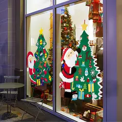Árbol de Navidad de fieltro para niños, árbol de Navidad de fieltro colorido con patrón de Santa Claus, 32 adornos navideños de fieltro extraíbles