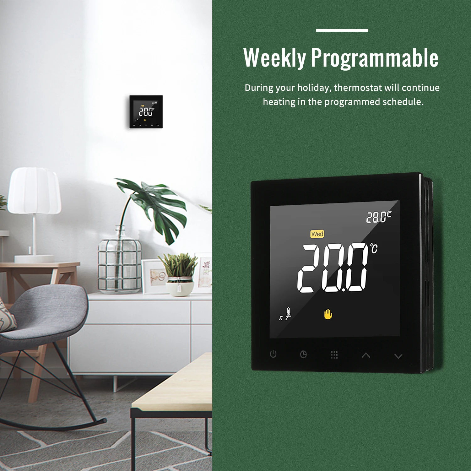 

WIFI Smart Thermoregulator Programmable Floor Heating Temperature Controller Touchscreen Color Display with App Remote Control